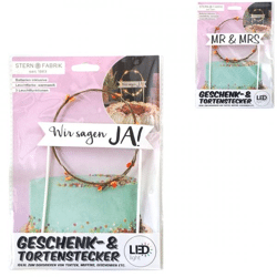 Taarttopper bruiloft LED op batterij 20 cm 2 assorti