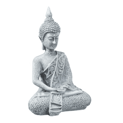 Buddha, grau, sitzend, M, ca. 12 cmH