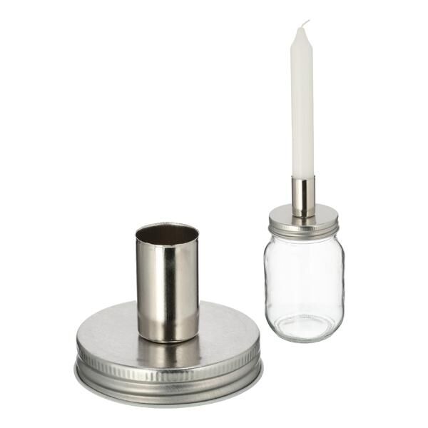 Screw lid stick candle holder, DIY, silver, approx.7cmD
