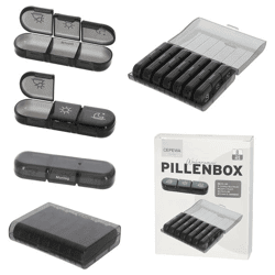 Pillenbox, Wochenoragnizer, grau, ca. 12x16cm