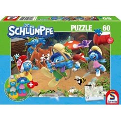 Azrael in Schlumpfhausen - 60 Teile Puzzle mit Add-on (2 Figuren)