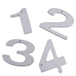 Dekoration Buchstaben 1,2,3,4 silber 6 cm