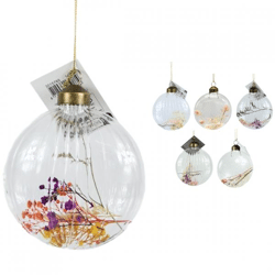 Decoration pendant dried flowers glass 13 cm 8 assorted