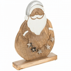 J-Line beeld Kerstman mangohout 30,5 cm