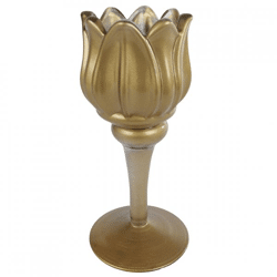 Tealight holder Tulip gold colored 16 cm