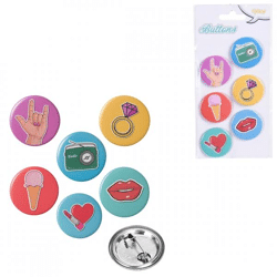 Buttons cartoon 4 cm set van 6