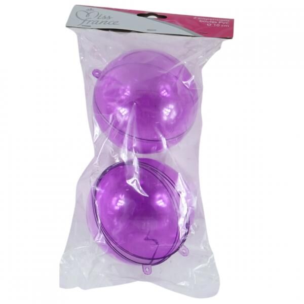 Miss France pendant ball purple 10 cm set of 2