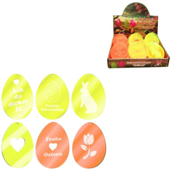 Hanger Pasen ei met spreuk neon 7,5 cm 6 assorti