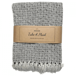 Take a Plaid 38 recycelte Baumwolle schwarz 130 x 180 cm