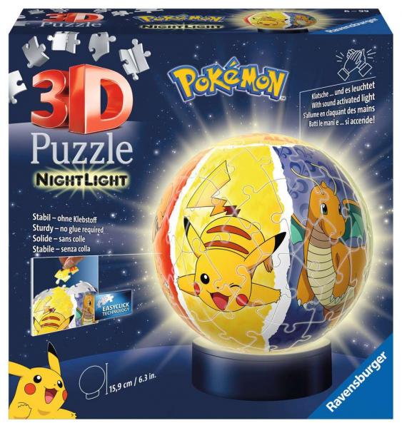 Pok&eacute;mon - Nachtlicht - 3D - Puzzle-Ball 72 Teile