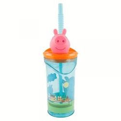 Peppa Pig - 3D Trinkbecher mit Strohhalm - 360 ml