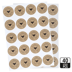 Aufkleber Set, handmade with love, 40tlg, ca. 5cmD