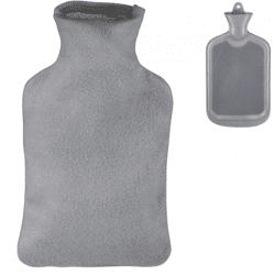 Relaxdays warmwater kruik met hoes grijs 1,5 L