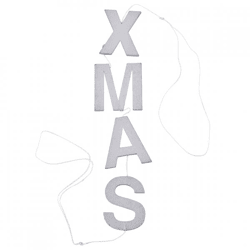 Letterslinger XMAS zilverkleurig verticaal 60 cm