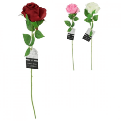Künstliche Blume Rose 52 cm 3 sortiert