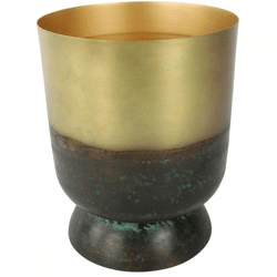 Countryfield bloempot Avelon L groen/messingkleurig 31 cm