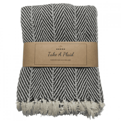 Take a Plaid 32 recycelte Baumwolle schwarz 130 x 180 cm