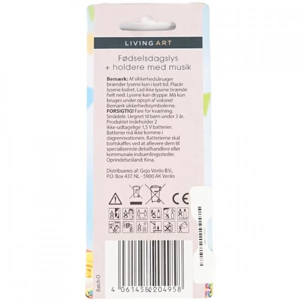 Livingart Geburtstagskerzen mit Musik Verpackung Dänisch auf Batterie 12 cm