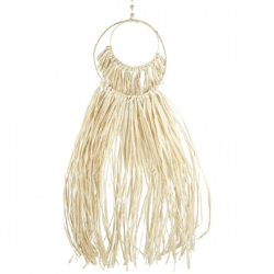 Wanddekoration Raffia Button duo Kreis 80 cm