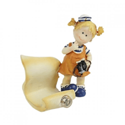 Figuur meisje met verrekijker en landkaart 10 cm