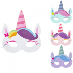 Foammasker eenhoorn 18,5 cm 4 assorti