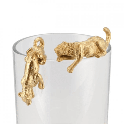 Bloempothanger Tiger goudkleurig 6 cm 2 assorti