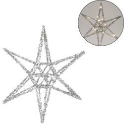Weihnachtsstern LED auf Batterie silber 30 cm