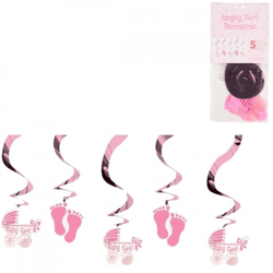Spiralförmiger Anhänger Baby Girl Folie 61 cm 5er Set