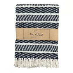 Take a Plaid 55 recycelte Baumwolle schwarz 130 x 180 cm