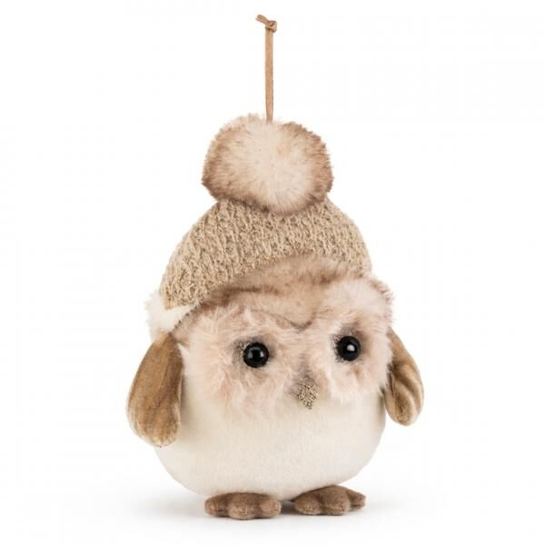 J-Line kersthanger Uil beige/bruin 17 cm