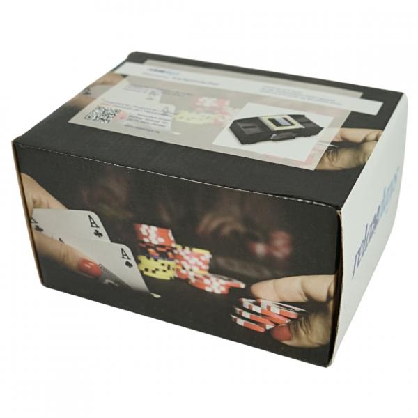 Relaxdays batteriebetriebene Kartenmischmaschine schwarz 4 Decks