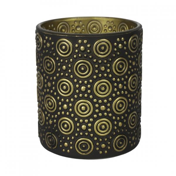 Countryfield Teelichthalter Hailey M schwarz/gold 10 cm