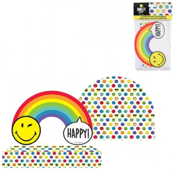 Einladungskarten mit Umschlag Smiley 16 cm 8 Stück.