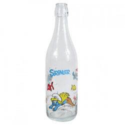Glasflasche mit Schlümpfen 1 Liter