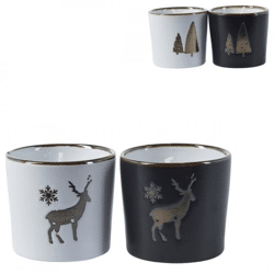 Kerze im Glas Weihnachten 6,5 x 6 cm 4 Stück sortiert