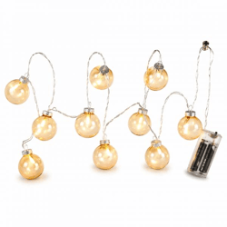 J-Line Lichterkette LED auf Batterie Glaskugeln amber 165 cm