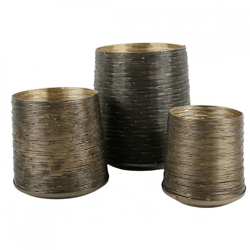 Dekocandle windlicht metaal goudkleurig 17 cm set van 3