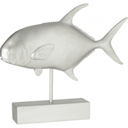 J-Line beeld op voet Tropische Vis zilverkleurig 51,5 cm