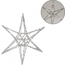 Weihnachtsstern LED auf Batterie silber 30 cm