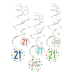 Confetti Birthday - 6 Deko-Spiralen 21 - 61 cm