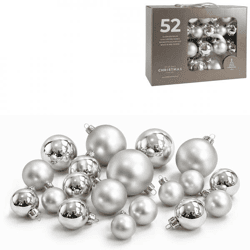 Glaskugeln silber 7 cm 52 Stück
