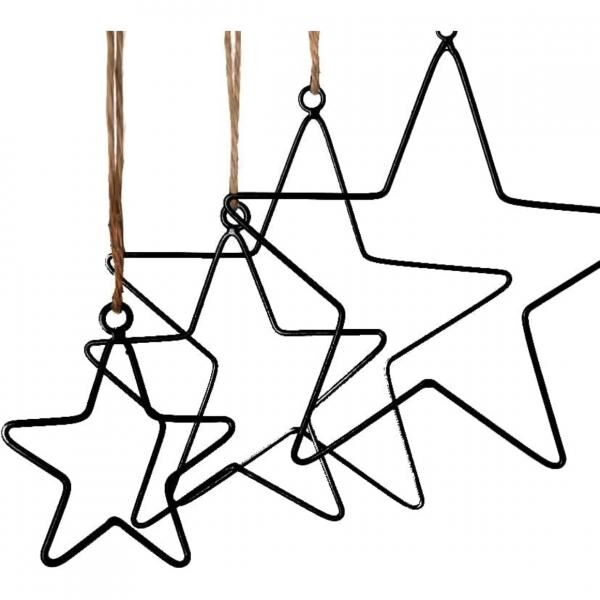 Anhänger Sterne Weihnachten schwarz 30 cm 4er Set