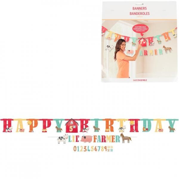 Buchstabenkette Happy Birthday Bauernhof 300 cm