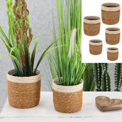 Planter basket, seagrass, set of 5, natural/white