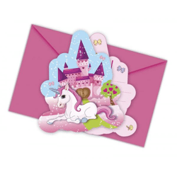 Unicorn - 6 invitation cards with envelope