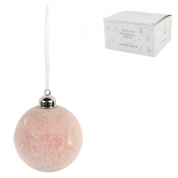 Weihnachtskugel Glas Glitter rosa 8 cm