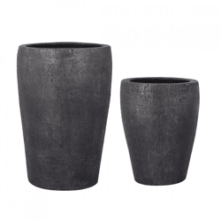 PTMD bloempot Mialee aluminium antraciet 52 cm set van 2