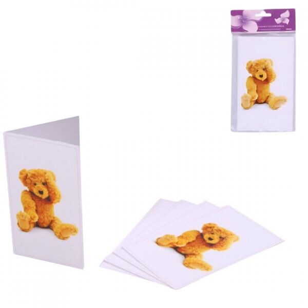 Cards Babyshower teddy bear pink set of 5