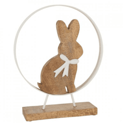 J-Line Kaninchen mit Schleife Mango Holz 31 cm