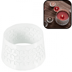(R) Spaas kapje voor kaarsen Geometric wit 8,5 cm
